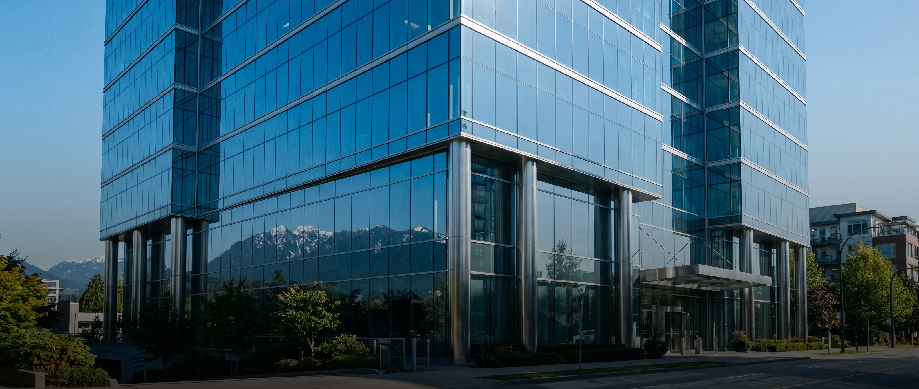 Modern glass office building in Vancouver